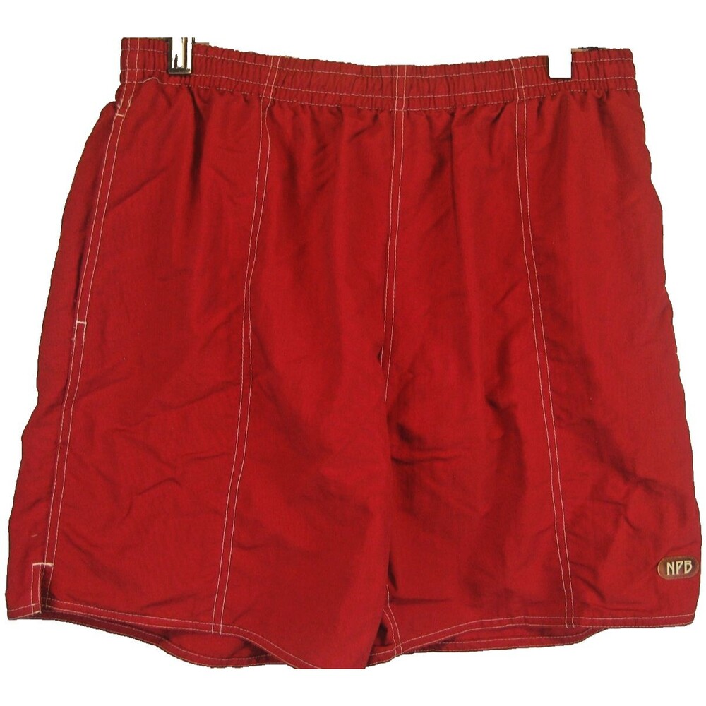 Mens Newport Blue Red Lined Swimming Trunk Beach Shorts sz L